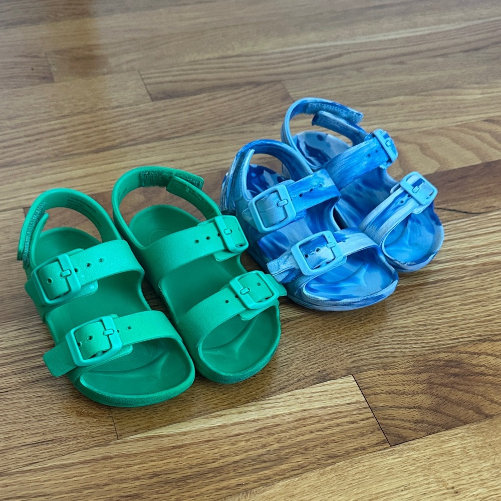 7C Cat & Jack Green and Blue Kids Sandals - Both pairs!